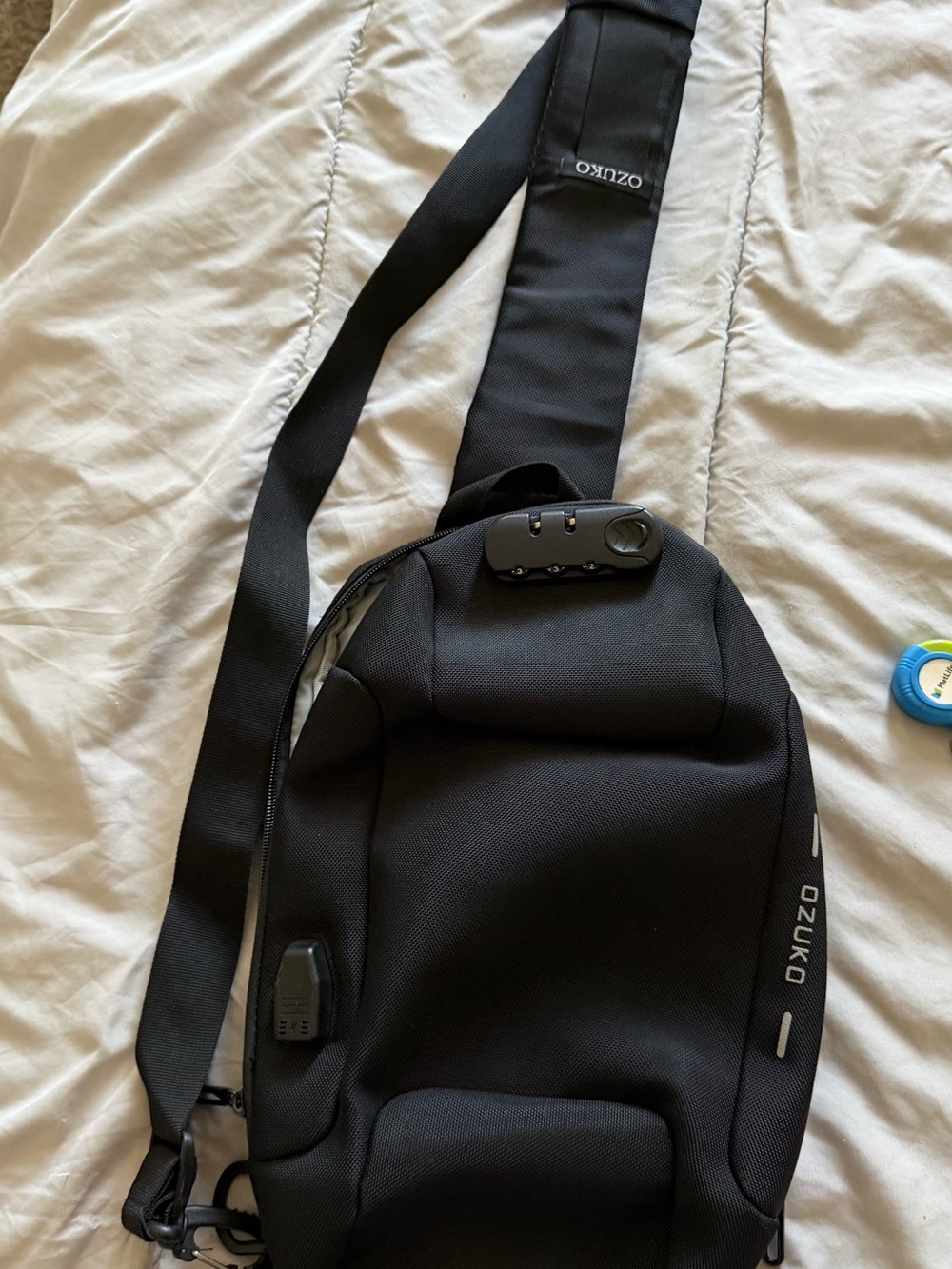 Black Anti-Theft Sling Backpack with Combination Lock